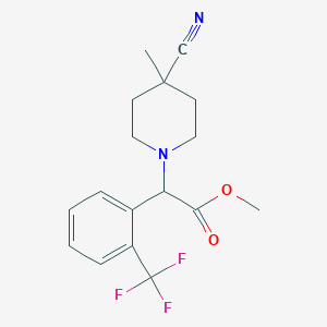 molecular formula C17H19F3N2O2 B7064339 Methyl 2-(4-cyano-4-methylpiperidin-1-yl)-2-[2-(trifluoromethyl)phenyl]acetate 