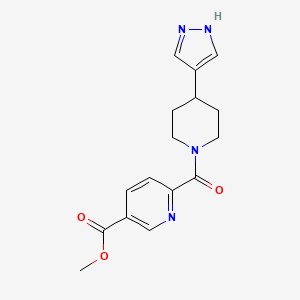 molecular formula C16H18N4O3 B7065324 methyl 6-[4-(1H-pyrazol-4-yl)piperidine-1-carbonyl]pyridine-3-carboxylate 