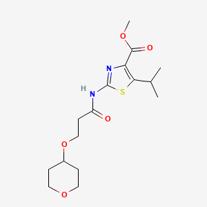 molecular formula C16H24N2O5S B7065637 Methyl 2-[3-(oxan-4-yloxy)propanoylamino]-5-propan-2-yl-1,3-thiazole-4-carboxylate 