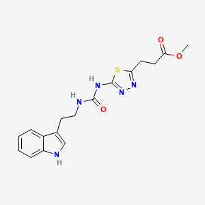 molecular formula C17H19N5O3S B7065815 methyl 3-[5-[2-(1H-indol-3-yl)ethylcarbamoylamino]-1,3,4-thiadiazol-2-yl]propanoate 