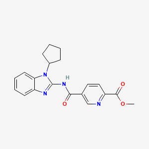 molecular formula C20H20N4O3 B7067397 Methyl 5-[(1-cyclopentylbenzimidazol-2-yl)carbamoyl]pyridine-2-carboxylate 