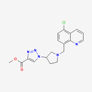 molecular formula C18H18ClN5O2 B7067605 Methyl 1-[1-[(5-chloroquinolin-8-yl)methyl]pyrrolidin-3-yl]triazole-4-carboxylate 