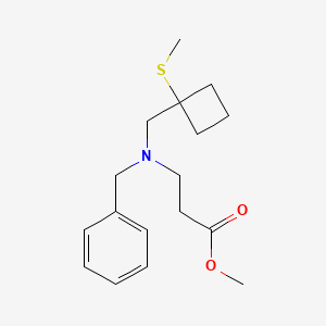 molecular formula C17H25NO2S B7067848 Methyl 3-[benzyl-[(1-methylsulfanylcyclobutyl)methyl]amino]propanoate 