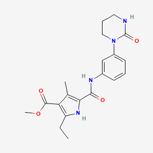 molecular formula C20H24N4O4 B7069138 methyl 2-ethyl-4-methyl-5-[[3-(2-oxo-1,3-diazinan-1-yl)phenyl]carbamoyl]-1H-pyrrole-3-carboxylate 