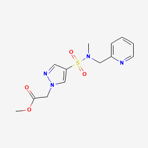 molecular formula C13H16N4O4S B7069316 Methyl 2-[4-[methyl(pyridin-2-ylmethyl)sulfamoyl]pyrazol-1-yl]acetate 