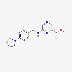 molecular formula C16H19N5O2 B7072769 Methyl 6-[(6-pyrrolidin-1-ylpyridin-3-yl)methylamino]pyrazine-2-carboxylate 