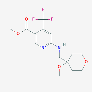 molecular formula C15H19F3N2O4 B7073103 Methyl 6-[(4-methoxyoxan-4-yl)methylamino]-4-(trifluoromethyl)pyridine-3-carboxylate 