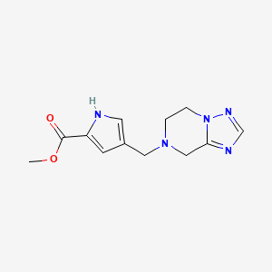 molecular formula C12H15N5O2 B7073320 methyl 4-(6,8-dihydro-5H-[1,2,4]triazolo[1,5-a]pyrazin-7-ylmethyl)-1H-pyrrole-2-carboxylate 