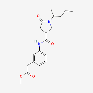 molecular formula C19H26N2O4 B7075122 Methyl 2-[3-[(5-oxo-1-pentan-2-ylpyrrolidine-3-carbonyl)amino]phenyl]acetate 