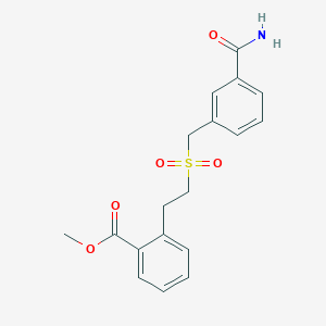 molecular formula C18H19NO5S B7075285 Methyl 2-[2-[(3-carbamoylphenyl)methylsulfonyl]ethyl]benzoate 