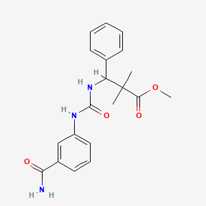 molecular formula C20H23N3O4 B7076149 Methyl 3-[(3-carbamoylphenyl)carbamoylamino]-2,2-dimethyl-3-phenylpropanoate 