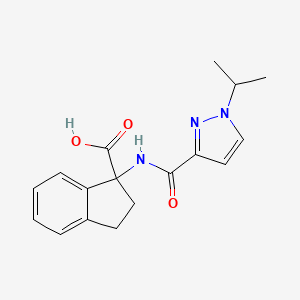 1-[(1-Propan-2-ylpyrazole-3-carbonyl)amino]-2,3-dihydroindene-1-carboxylic acid