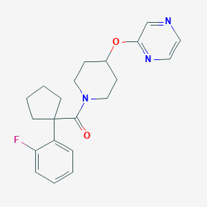 [1-(2-Fluorophenyl)cyclopentyl]-(4-pyrazin-2-yloxypiperidin-1-yl)methanone