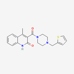 4-methyl-3-[4-(thiophen-2-ylmethyl)piperazine-1-carbonyl]-1H-quinolin-2-one