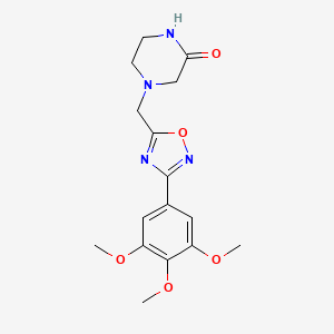 4-[[3-(3,4,5-Trimethoxyphenyl)-1,2,4-oxadiazol-5-yl]methyl]piperazin-2-one