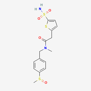 N-methyl-N-[(4-methylsulfinylphenyl)methyl]-2-(5-sulfamoylthiophen-2-yl)acetamide