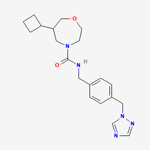 6-cyclobutyl-N-[[4-(1,2,4-triazol-1-ylmethyl)phenyl]methyl]-1,4-oxazepane-4-carboxamide