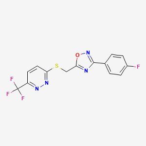 3-(4-Fluorophenyl)-5-[[6-(trifluoromethyl)pyridazin-3-yl]sulfanylmethyl]-1,2,4-oxadiazole