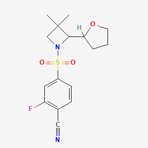 4-[3,3-Dimethyl-2-(oxolan-2-yl)azetidin-1-yl]sulfonyl-2-fluorobenzonitrile