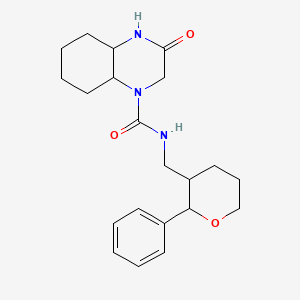 3-oxo-N-[(2-phenyloxan-3-yl)methyl]-2,4,4a,5,6,7,8,8a-octahydroquinoxaline-1-carboxamide