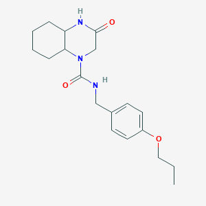 3-oxo-N-[(4-propoxyphenyl)methyl]-2,4,4a,5,6,7,8,8a-octahydroquinoxaline-1-carboxamide