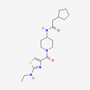 2-cyclopentyl-N-[1-[2-(ethylamino)-1,3-thiazole-4-carbonyl]piperidin-4-yl]acetamide