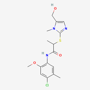 N-(4-chloro-2-methoxy-5-methylphenyl)-2-[5-(hydroxymethyl)-1-methylimidazol-2-yl]sulfanylpropanamide