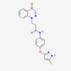 N-[4-[(5-methyl-1H-pyrazol-3-yl)oxy]phenyl]-3-(4-oxocinnolin-1-yl)propanamide