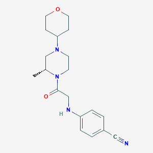 4-[[2-[(2R)-2-methyl-4-(oxan-4-yl)piperazin-1-yl]-2-oxoethyl]amino]benzonitrile