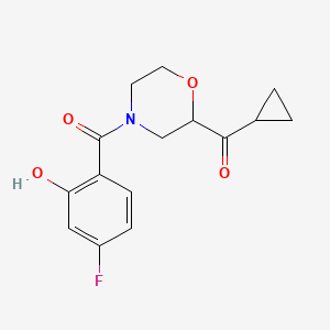 molecular formula C15H16FNO4 B7081446 Cyclopropyl-[4-(4-fluoro-2-hydroxybenzoyl)morpholin-2-yl]methanone 