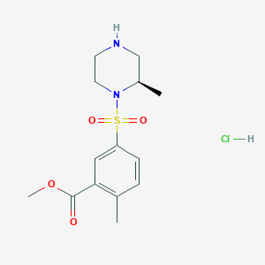 molecular formula C14H21ClN2O4S B7082651 methyl 2-methyl-5-[(2R)-2-methylpiperazin-1-yl]sulfonylbenzoate;hydrochloride 