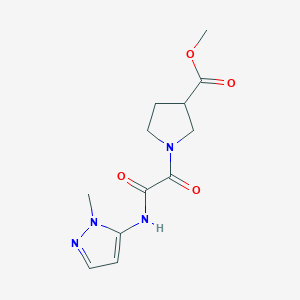 molecular formula C12H16N4O4 B7084065 Methyl 1-[2-[(2-methylpyrazol-3-yl)amino]-2-oxoacetyl]pyrrolidine-3-carboxylate 