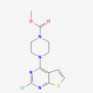 molecular formula C12H13ClN4O2S B7084623 Methyl 4-(2-chlorothieno[2,3-d]pyrimidin-4-yl)piperazine-1-carboxylate 