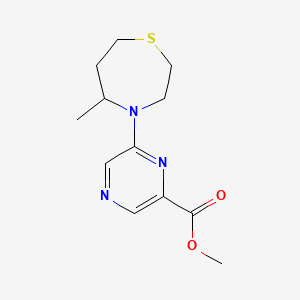 molecular formula C12H17N3O2S B7084651 Methyl 6-(5-methyl-1,4-thiazepan-4-yl)pyrazine-2-carboxylate 