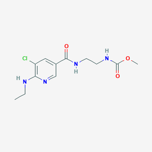 molecular formula C12H17ClN4O3 B7084728 methyl N-[2-[[5-chloro-6-(ethylamino)pyridine-3-carbonyl]amino]ethyl]carbamate 