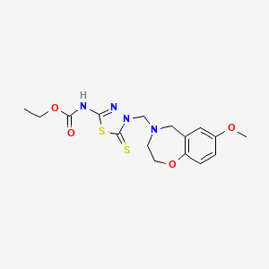 molecular formula C16H20N4O4S2 B7086855 ethyl N-[4-[(7-methoxy-3,5-dihydro-2H-1,4-benzoxazepin-4-yl)methyl]-5-sulfanylidene-1,3,4-thiadiazol-2-yl]carbamate 