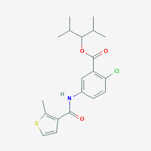 molecular formula C20H24ClNO3S B070872 Benzoic acid, 2-chloro-5-(((2-methyl-3-thienyl)carbonyl)amino)-, 2-methyl-1-(1-methylethyl)propyl ester CAS No. 191984-60-8