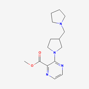 molecular formula C15H22N4O2 B7088363 Methyl 3-[3-(pyrrolidin-1-ylmethyl)pyrrolidin-1-yl]pyrazine-2-carboxylate 