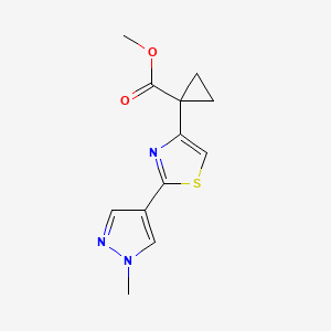 molecular formula C12H13N3O2S B7089453 Methyl 1-[2-(1-methylpyrazol-4-yl)-1,3-thiazol-4-yl]cyclopropane-1-carboxylate 