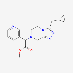 molecular formula C17H21N5O2 B7089458 methyl 2-[3-(cyclopropylmethyl)-6,8-dihydro-5H-[1,2,4]triazolo[4,3-a]pyrazin-7-yl]-2-pyridin-3-ylacetate 