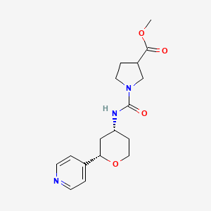 molecular formula C17H23N3O4 B7089569 methyl 1-[[(2S,4R)-2-pyridin-4-yloxan-4-yl]carbamoyl]pyrrolidine-3-carboxylate 