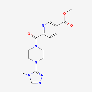 molecular formula C15H18N6O3 B7090172 Methyl 6-[4-(4-methyl-1,2,4-triazol-3-yl)piperazine-1-carbonyl]pyridine-3-carboxylate 