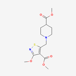 molecular formula C14H20N2O5S B7091667 Methyl 3-methoxy-5-[(4-methoxycarbonylpiperidin-1-yl)methyl]-1,2-thiazole-4-carboxylate 