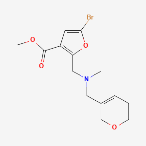 molecular formula C14H18BrNO4 B7091709 methyl 5-bromo-2-[[3,6-dihydro-2H-pyran-5-ylmethyl(methyl)amino]methyl]furan-3-carboxylate 