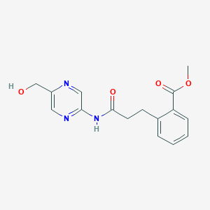 molecular formula C16H17N3O4 B7091913 Methyl 2-[3-[[5-(hydroxymethyl)pyrazin-2-yl]amino]-3-oxopropyl]benzoate 