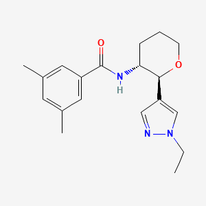 N-[(2S,3R)-2-(1-ethylpyrazol-4-yl)oxan-3-yl]-3,5-dimethylbenzamide