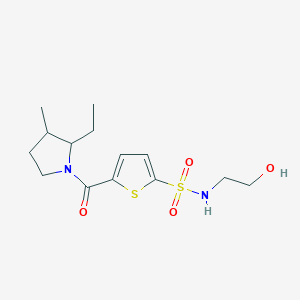 5-(2-ethyl-3-methylpyrrolidine-1-carbonyl)-N-(2-hydroxyethyl)thiophene-2-sulfonamide