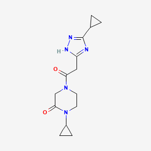 1-cyclopropyl-4-[2-(3-cyclopropyl-1H-1,2,4-triazol-5-yl)acetyl]piperazin-2-one