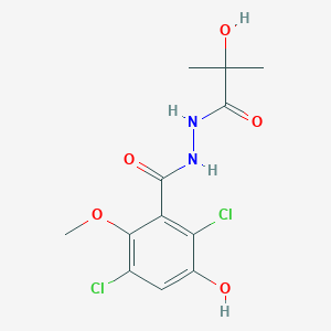 2,5-dichloro-3-hydroxy-N'-(2-hydroxy-2-methylpropanoyl)-6-methoxybenzohydrazide