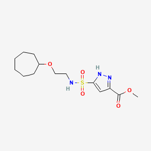 molecular formula C14H23N3O5S B7093295 methyl 5-(2-cycloheptyloxyethylsulfamoyl)-1H-pyrazole-3-carboxylate 